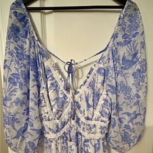 Blue and White Floral Dress